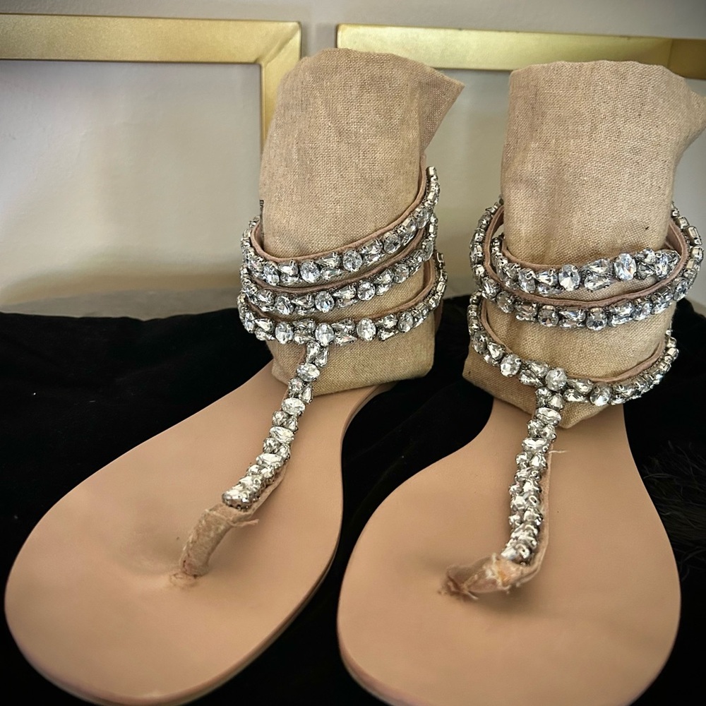 Sparkling Crystal-Embellished Sandals
